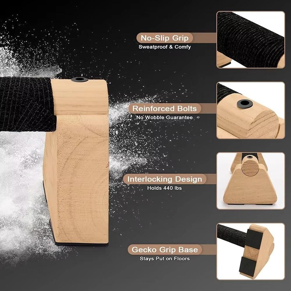 1 Pair Non-slip Parallettes Bars Solid Wood Bracket Push-up Stand Wooden Push Up Bar  Gymnastics