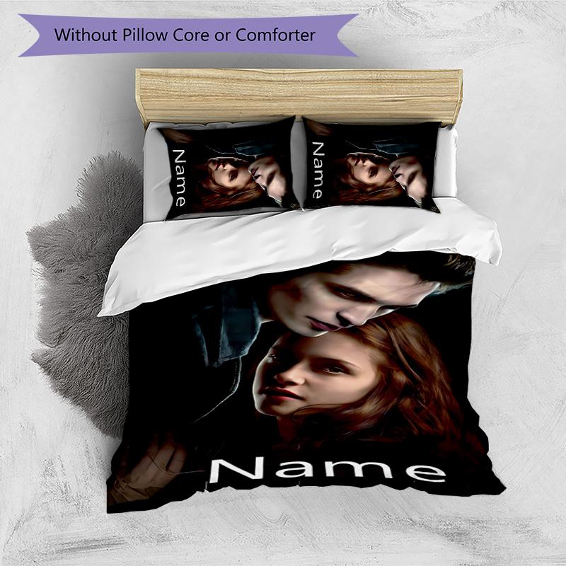 3pcs Custom Name The Twilight Saga Bedding Set Duvet Cover Closure Includes 1 Duvet Cover & 2 Pillowcases for All Seasons Bedroom Decor