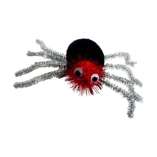 Non Slip Spider Hair Clips Halloween for Girls Women, Cute Furry Barrettes, Handmade Decor Tinsel Fluffy Pom Accessory Parties Cosplay Accessories