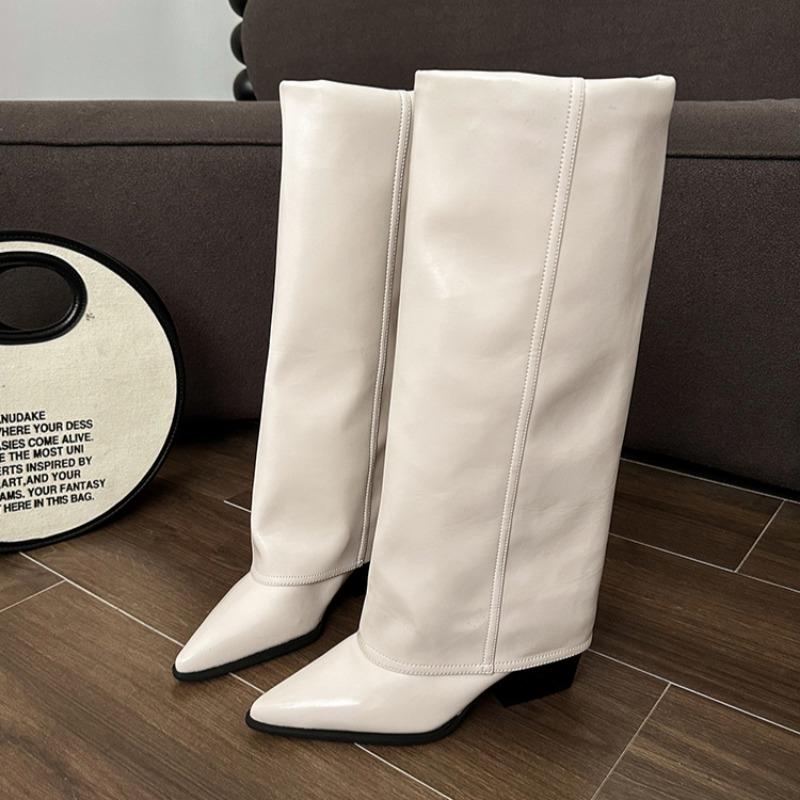 Высокие сапоги женские сапоги 2024 года трендовые туфли на высоком каблуке с острым носком женские зимние дизайнерские зимние сапоги кожаные готические мотоциклетные ботинки женские