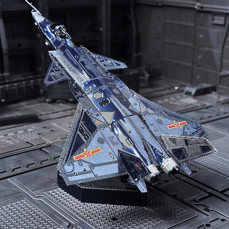Красочный 3D-металлический пазл истребителя J-20, ручная работа, миниатюрная сборная модель самолета, игрушка-пазл, разработанная для творческого подарка взрослому