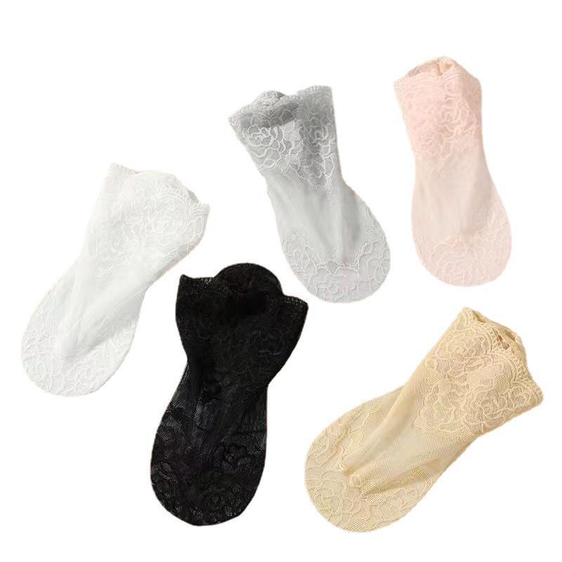 Кружевные носки до середины икры в сетку с кристаллами - Модные, Сексуальные, в корейском стиле для женщин (Весна, Лето, Осень)