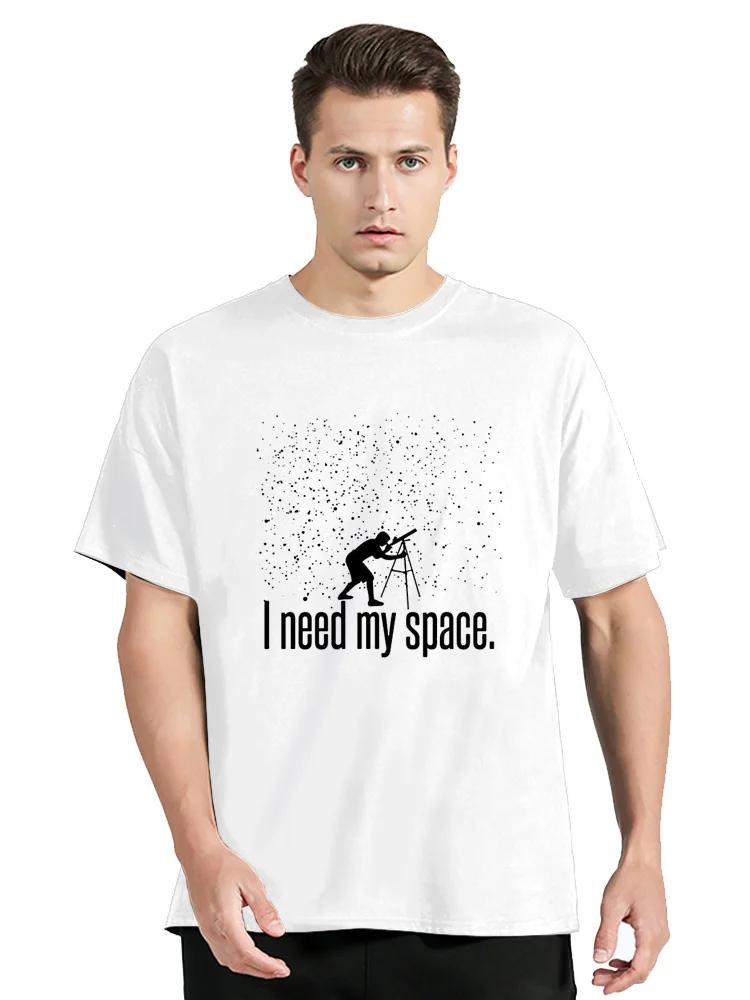 Retro I Need Some Space T Shirt Funny Telescope Stars Astronomy Lovers Geek Introvert Gift Tops Cotton Casual T-shirt Clothing