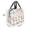 Cute Peach And Goma Insulated Lunch Bag Thermal Bag Lunch Container Cartoon Mochi Cat Large Tote Lunch Box School Travel