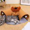 2 In 1 Cat Bed and Tunnel Activity Center Breathable Play Hut with Playing Ball Toy Interactive