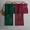 Summer Knitted Slim Hollow Sleeveless Vest Slit Half-body Skirt Two-piece Set