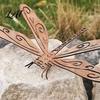 Outdoor Rusty Iron Art Meditating Fox Garden Stake Metal Yard Decor Rustic Japanese Dry Landscape Decor Silhouette Dragonfly Squirrel Rabbit
