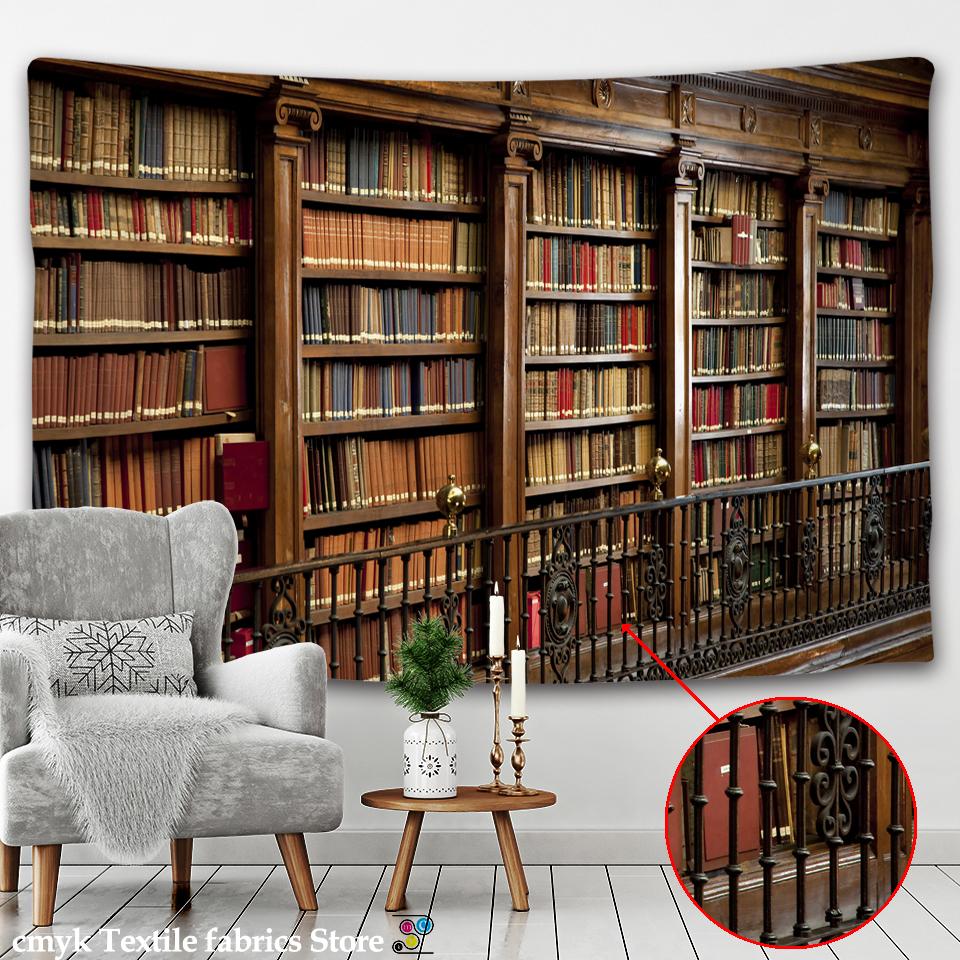 Ретро книжная полка, винный шкаф, 3d гобелен, художественный настенный чехол, покрывало, домашний декор для спальни, загадочная библиотека