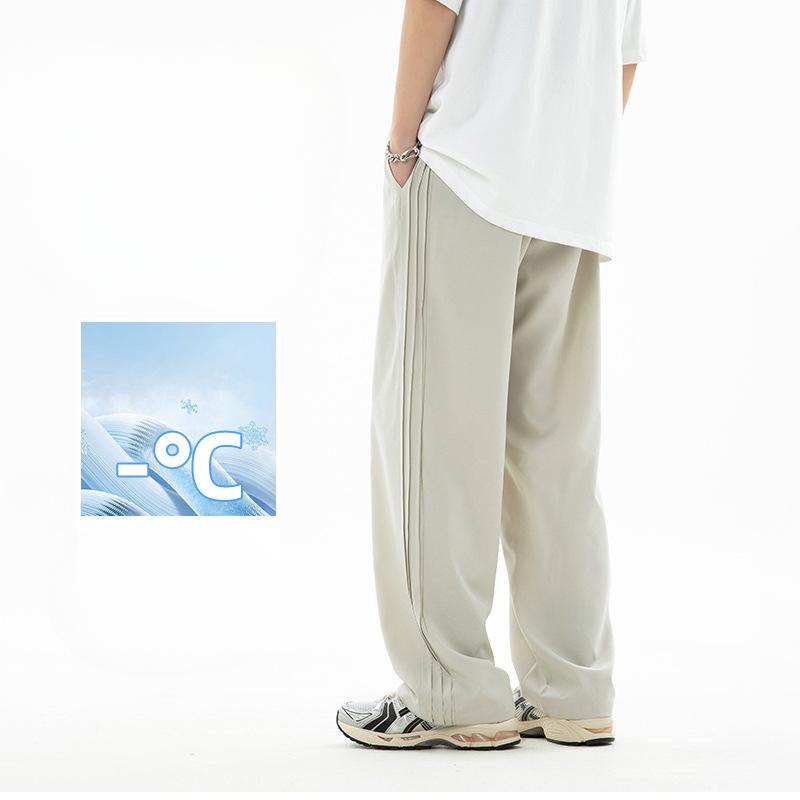 Мужские летние прохладные шелковые брюки свободного покроя, легкие дышащие брюки с кондиционером, длинные брюки с драпировкой и завязками