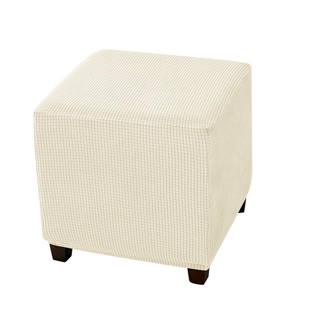 Elastic Jacquard Ottoman Cover Velvet Footrest Slipcover New Footstool Case  Home Decor