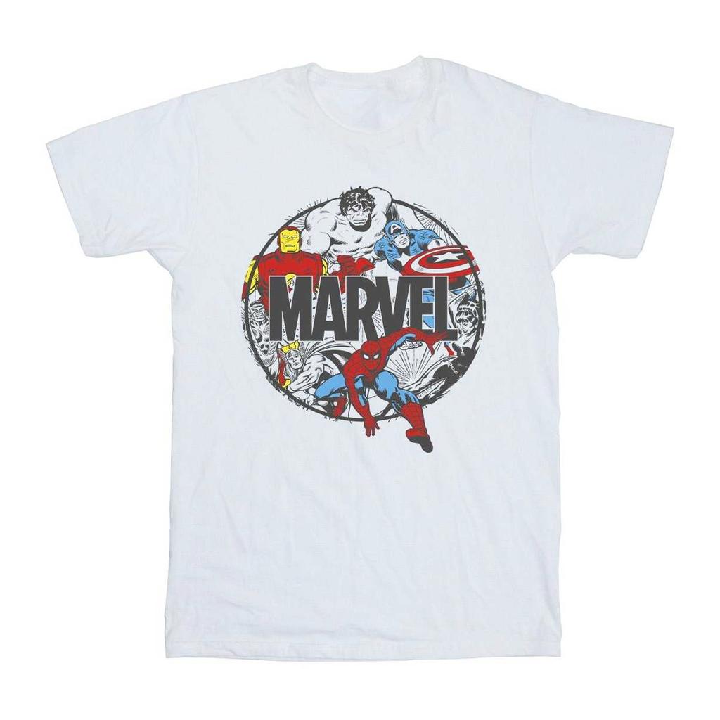 Marvel Мужская футболка с изображением круга персонажей комиксов
