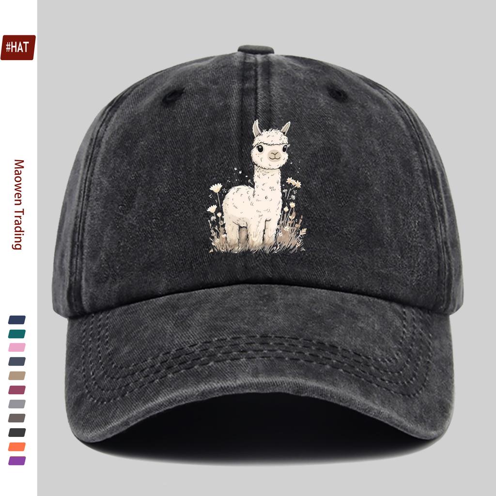 pc Cute Alpaca Print Baseball Cap Fashion Trucker Papa Hat Comfortable Lightweight Headwear Adjustable Strap Papa Hat Casua