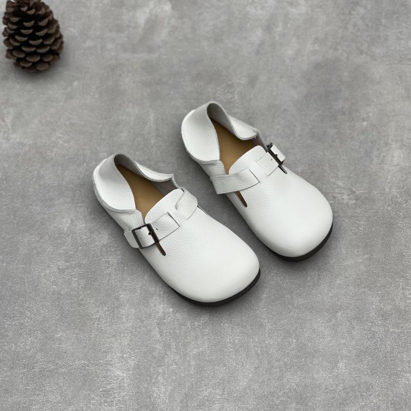 Johnature Туфли-лоферы из натуральной кожи с круглым носком и мягкой подошвой, универсальные, из мягкой коровьей кожи, на плоской подошве, женские