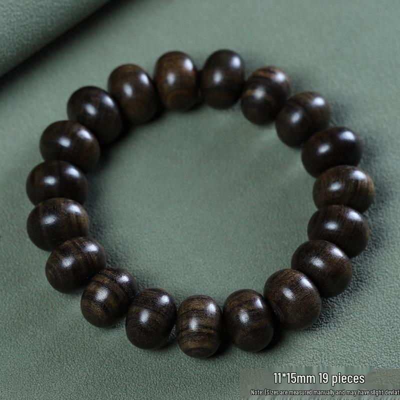 Men's Agarwood Bodhisattva Chess Bracelet: 108 Wooden Prayer Beads, Single Strand 2.0 Design with Small Holes.