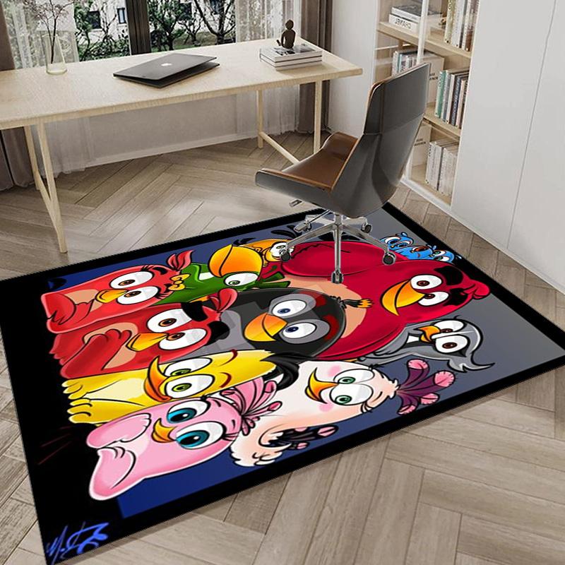Red Birds Characters Collage Carpet, Chair Rug,Rug for Office Bedroom living rooms, Doormat decor Fan Gift Christmas Gift