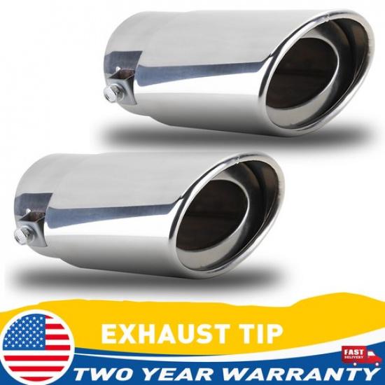 Silver Stainless Steel Exhaust Round - Tip 2.5" - 2.5" Inlet Outlet - 6" Long