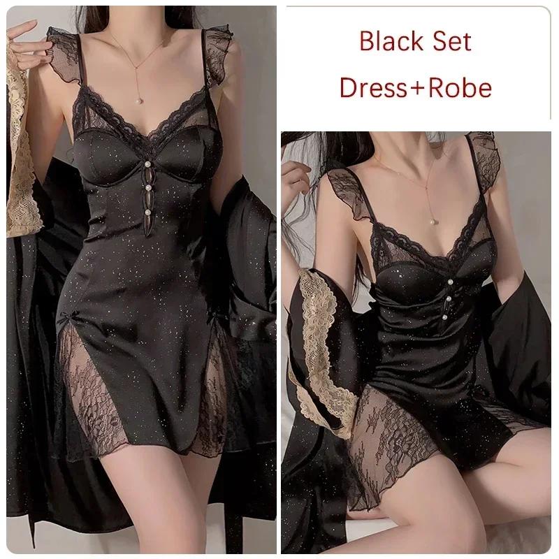 Роскошная пижама, женский пижамный комплект, мини-платье на шнуровке с бюстгальтером, сексуальная женская пижама