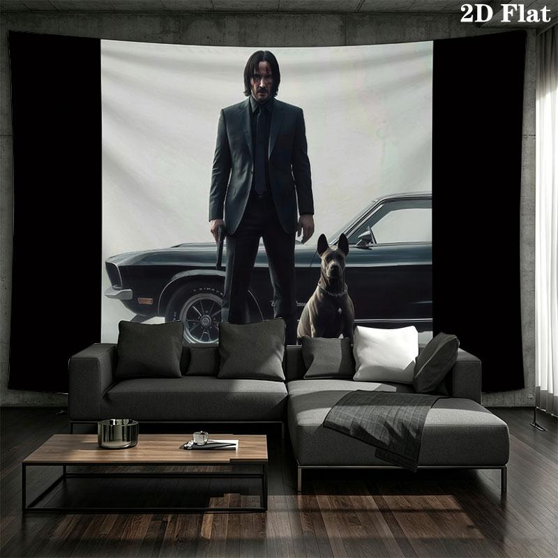 John Wick Wall tapestry, aesthetic printed fabric blanket, suitable for bedroom, living room, and home decor.