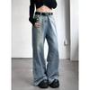 [Джинсы задом наперед] 2024 г., американские широкие прямые брюки перевернутого дизайна
