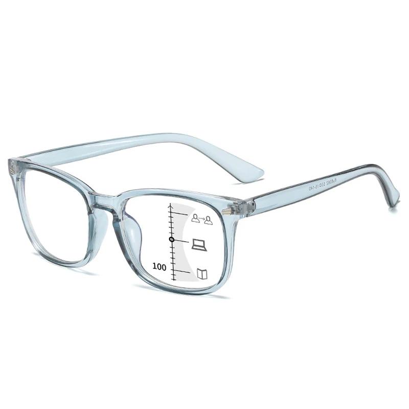 Square Multifocal Progressive Reading Glasses Men Fashion With Diopters Anti-glare Computer Eyeglasses Women UV400