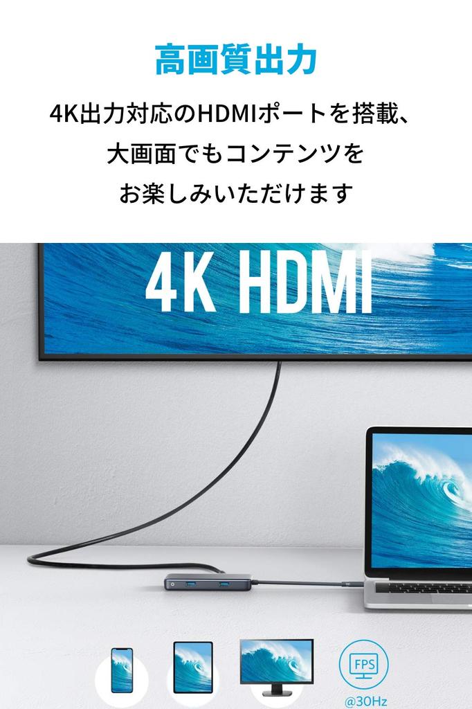 Anker PD Ethernet Hub 4K Compatible HDMI Output Port 60W Power Delivery Compatible Port 1Gbps Ethernet Port MicroSD SD Card Slot Compatible with