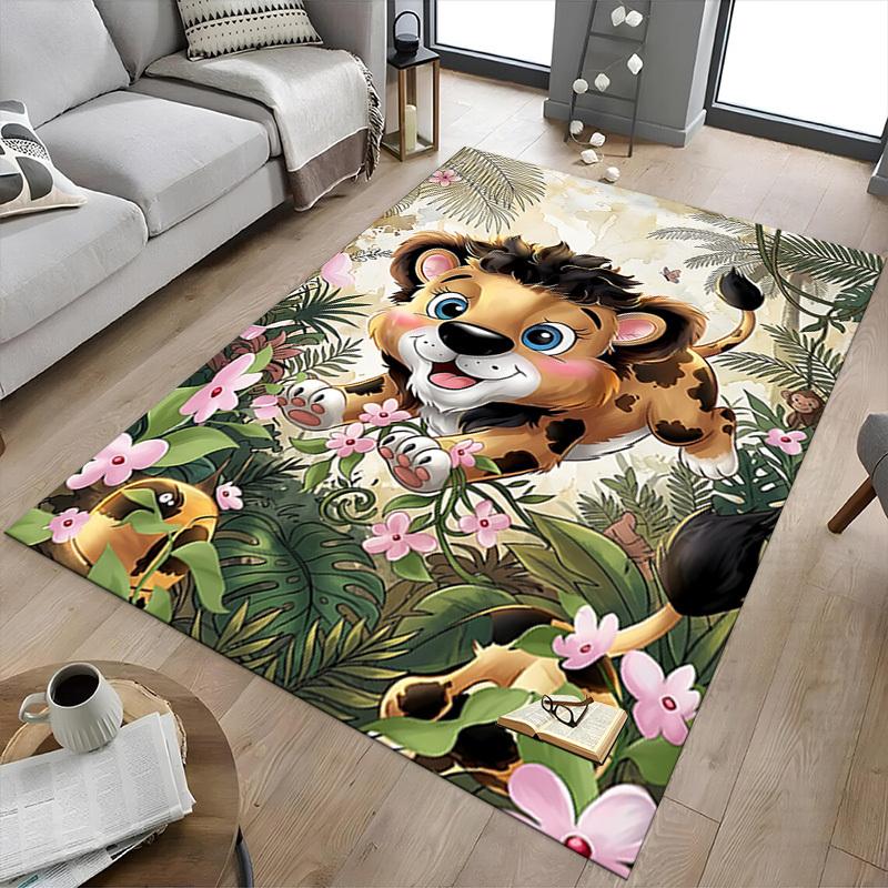 1PC Lion Jungle Extra Large Non-Slip Floor carpet, Office, family, bedroom, Studio - Large Area Rug,Longlasting Material-K0411