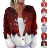 Women's Fashion Long Sleeve Christmas Snowman Snowflake Print Jacket Cardigan
