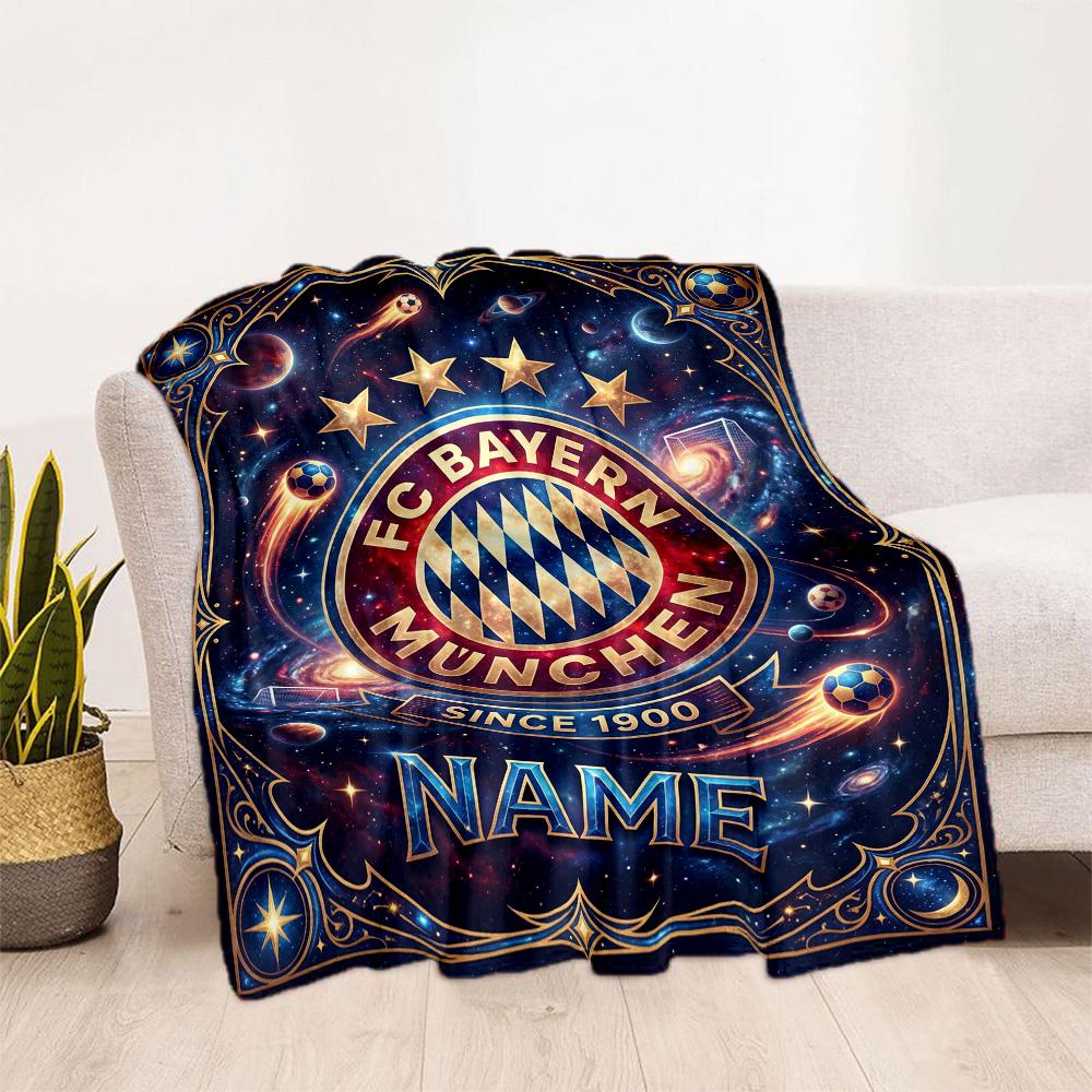 Bayern Munich Galaxy Artwork Customize Text Blanket Lightweight Customizable Blanket Ultra-Soft for Living Room Seaside Picnics Bed