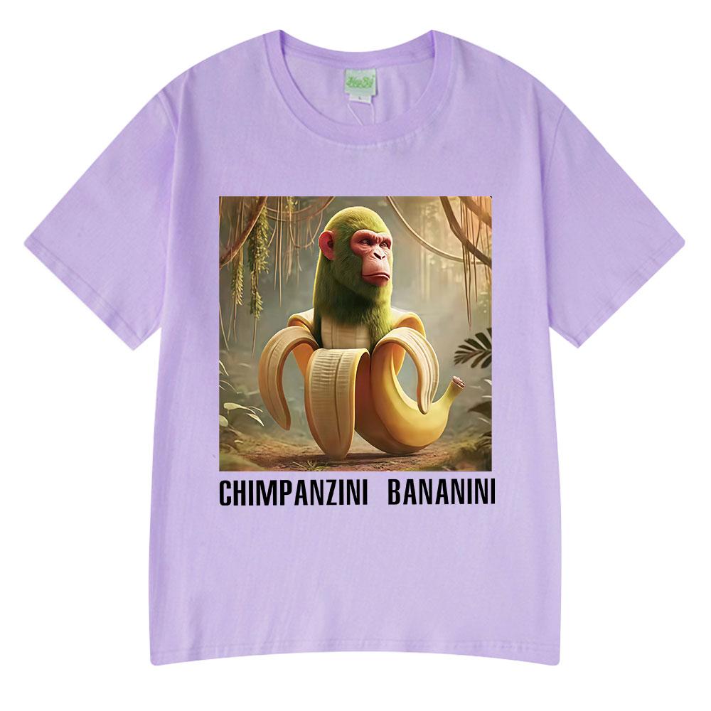 Chimpanzini Bananini Funny Italian Brainrot Meme Tshirt Unisex Women Clothing Fashion T Shirts Summer Cotton ONeck Tshirts Tops