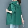 Large Size Women's Mid-length Coat Women's Spring Autumn Loose Hooded Jacket Windbreaker Tops