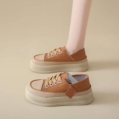 Весна и Осень новая универсальная маленькая белая обувь на платформе-маффин, одинарная обувь в стиле кэжуал, модная, ретро женская обувь
