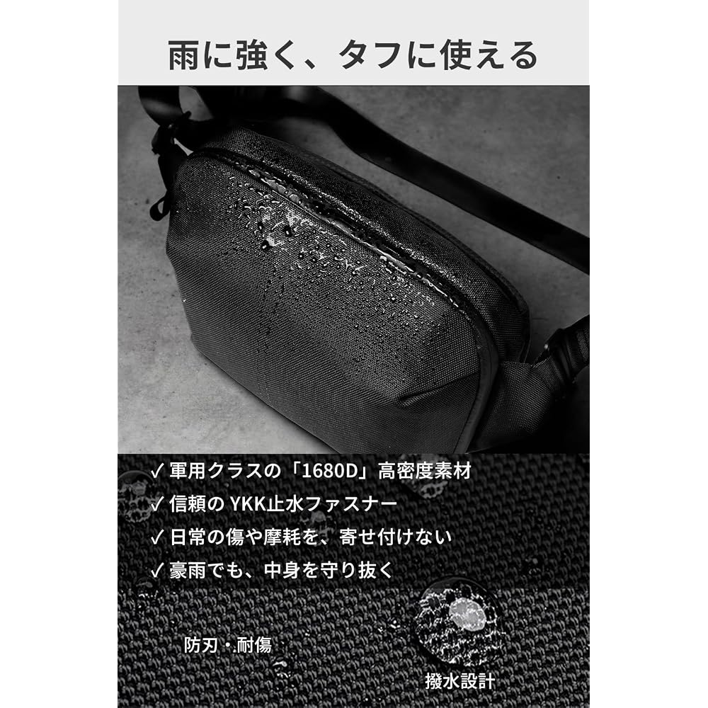 Zepirion Shoulder Bag for Men [10 Pockets for Easy Storage] Water-Repellent, Water-Resistant Zipper