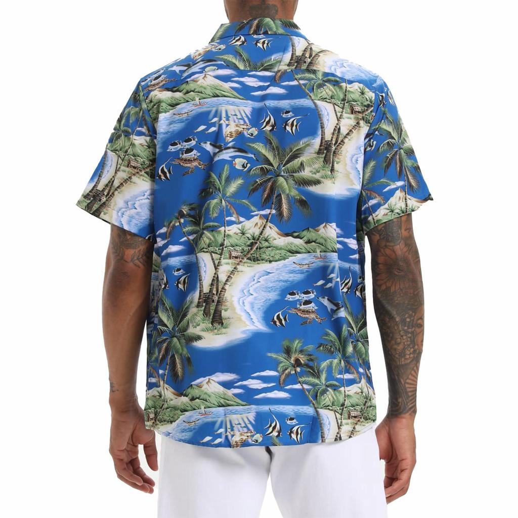 Гавайская рубашка для мужчин, мужские винтажные рубашки для боулинга на пуговицах, летняя пляжная рубашка с коротким рукавом