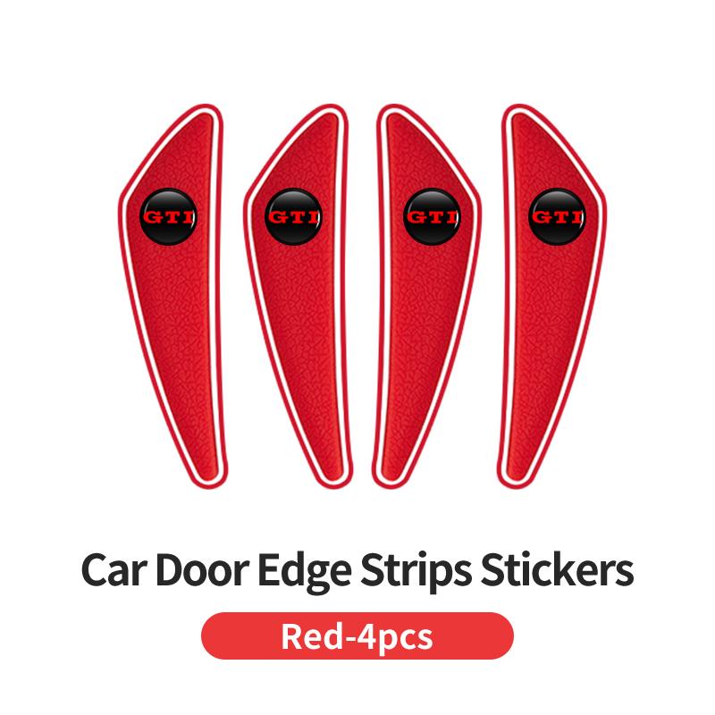 WET1 4Pcs PVC Soft Rubber Blade Shaped Auto Car Door Corner Anti-collision Sticker For Volkswagen VW Golf 4 7 GTI Tiguan Passat B5 B6