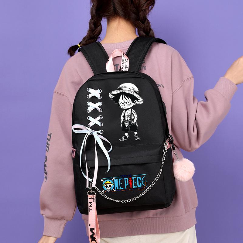 Аниме One Piece Printed Boy Girl Schoolbag Document Bag Student Book Bag for Girl Back To School Computer Charge Backpack Men Womens Casual Rucksack