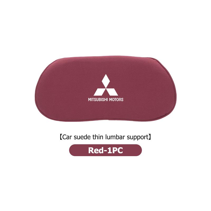 dnsh2 For Mitsubishi Car Logo Suede Seat Non-slip Back Cushion Lumbar Pad Waist Protection Mat Outlander Lancer Cross Colt Xpander
