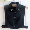 Fashion Embroidery Fake Collar Women Rhinestone Half Shirt Vest Detachable False Collar Faux Cols Lapel Female Necklace Decor