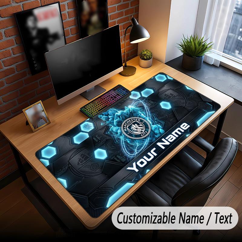 Large Mouse Pad Manchester City Print Custom Name Text Desk Mat for Office Gaming
