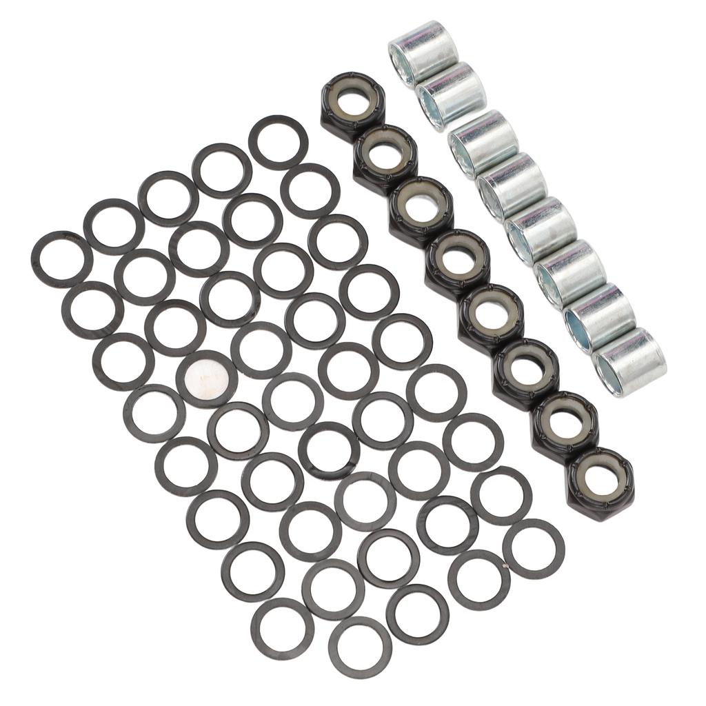 56PCS Skateboard Truck Hardware Kit Iron Spacers Axle Nuts and Speed Rings for Skateboard and Longboard