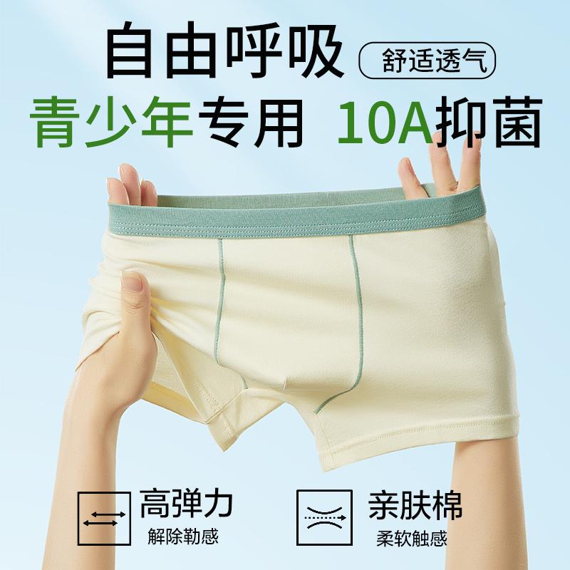 4-pack Youth Underwear: Mulberry Silk Antibacterial Development Period Growth Leave No Trace Flat Corner Pants