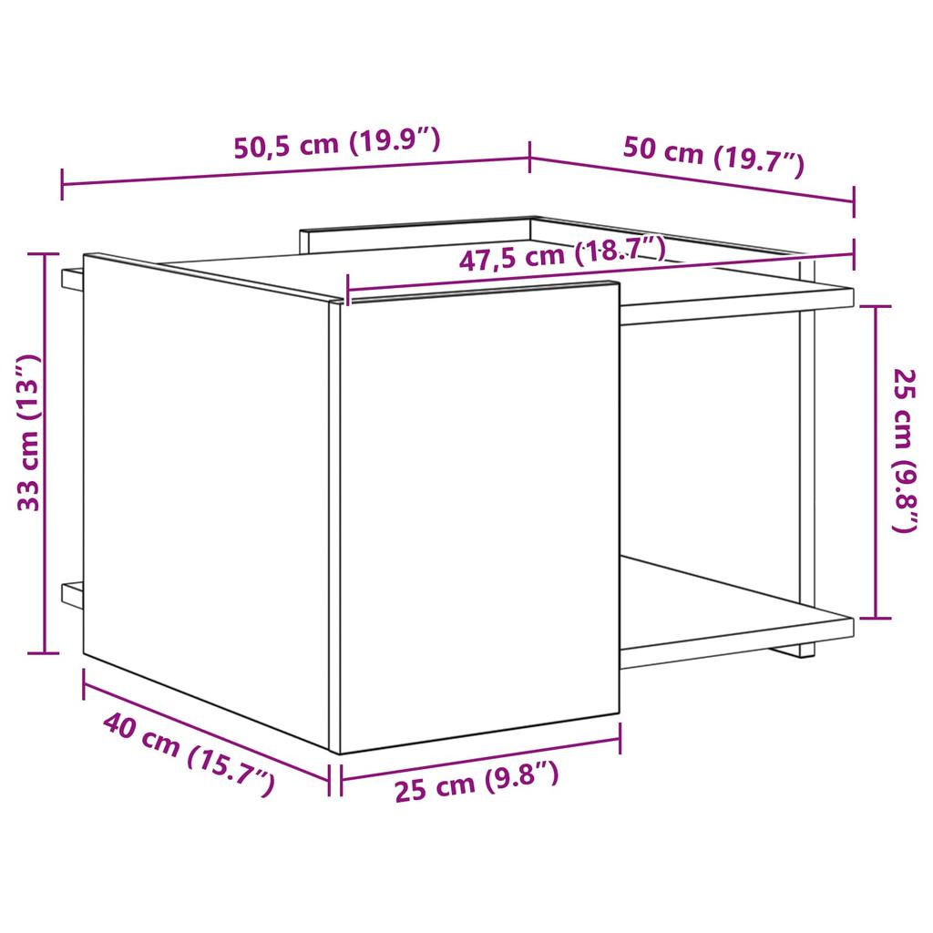 Coffee Table Sonoma Oak 50.5 x 50 x 33 cm Particleboard