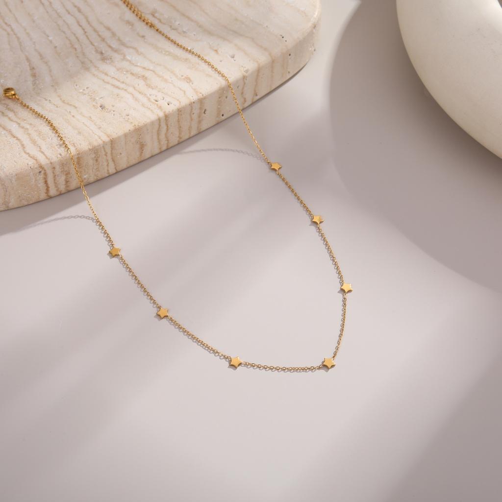 GEMCHIC Women's Stainless Steel Star Moon Heart Multi-Layer Necklace Sweet Cool Fashion Designer Jewelry