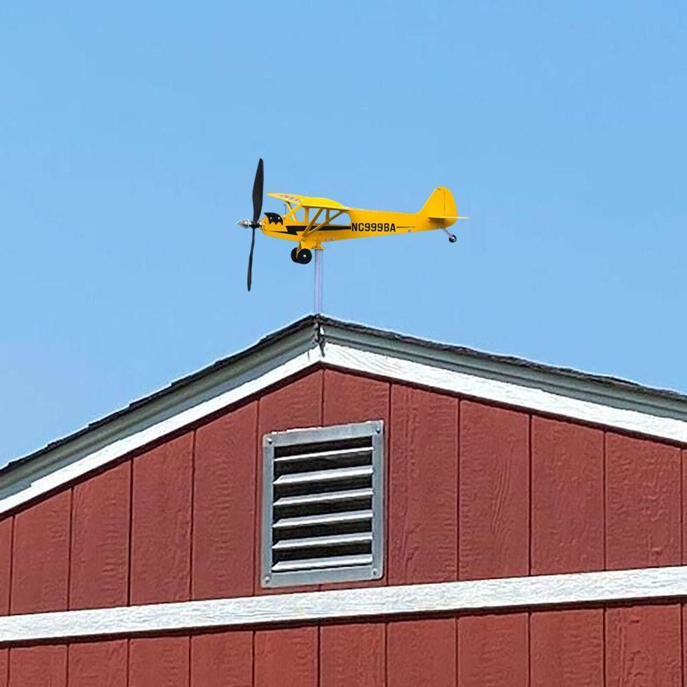Metal 3D Windmill Wind Direction Compass Airplane Weathervane Garden Decoration Weather Vane