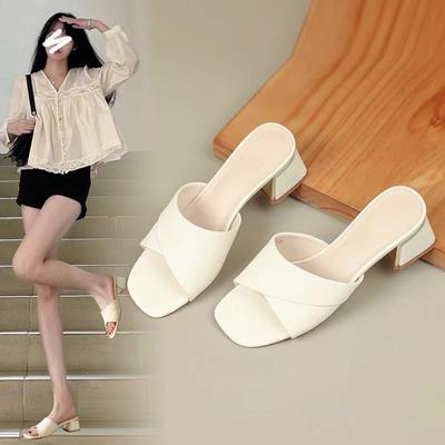 Модные летние женские туфли на платформе с толстым каблуком, ретро-туфли с квадратным носком, туфли-мюли для женщин, для активного отдыха, женские