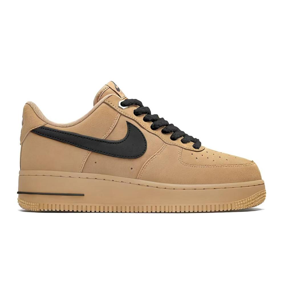 Nike Air Force 1 Коричневый с жаккардовым узором Коровья кожа Устойчивая к истиранию Легкие Низкие Кроссовки для скейтбординга Унисекс CJ9179-200(Team675-S-BOX)