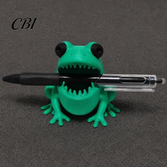 Desk Pen Organizer Cute Frog Holder, 3D Printed Figurine, Cartoon Fun Table Decoration Organizer, Multifunctional Storage for Pens Pencils Markers,