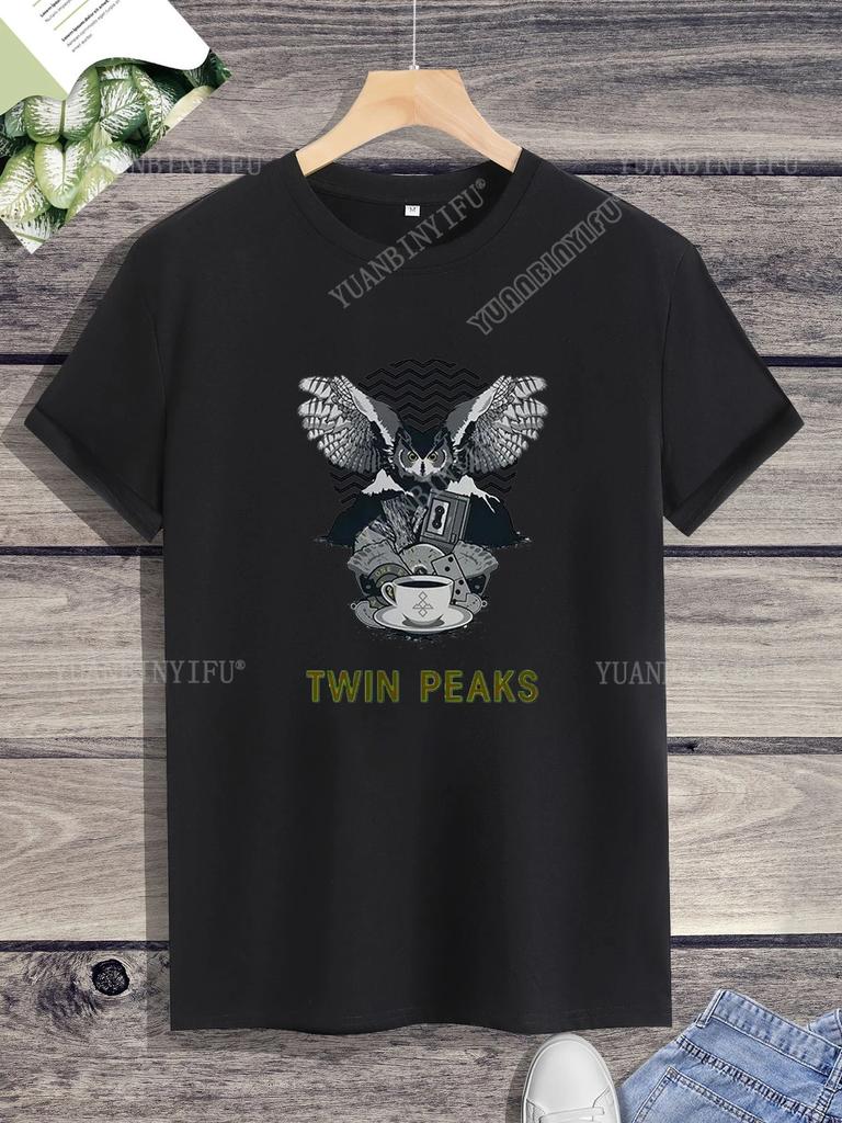 Хипстерская футболка с принтом Twin Peaks Унисекс Свободная футболка Топ Короткий рукав Круглый вырез Уличная Горячая Распродажа
