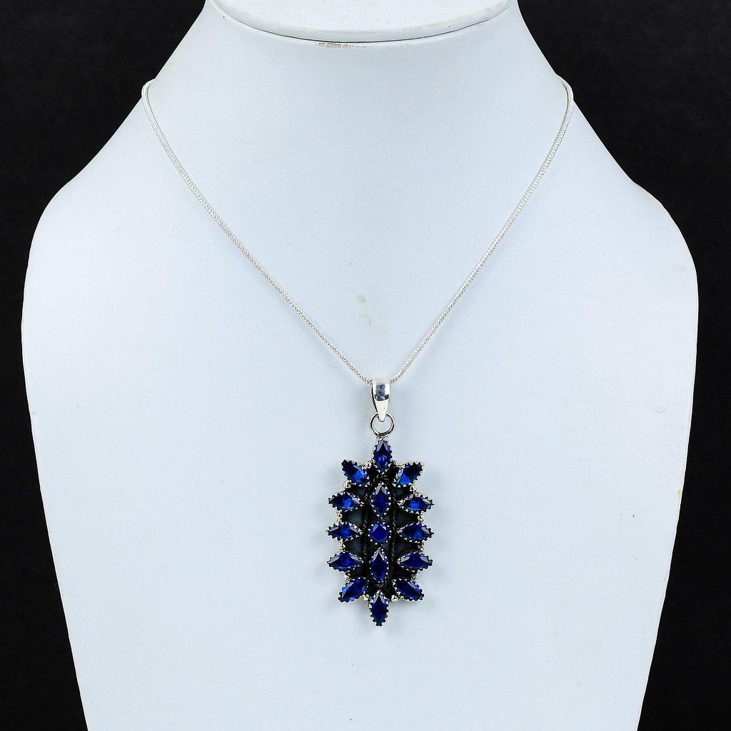 Lodon Blue Topaz Gemstone Handmade 925 Sterling Silver Electroform Flower Collar, Lodon Blue Topaz Silver For Wife Unisex Cushion For Wife Umbrella Gifts