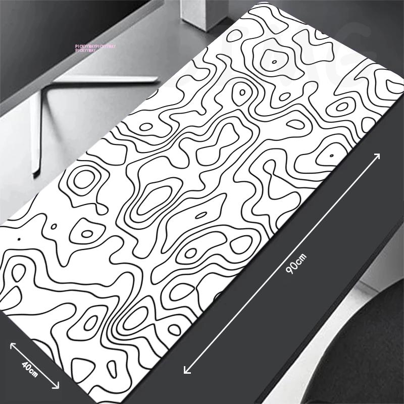 Коврики для мыши Черно-белая линия Игровые коврики для мыши 400x900 Большой коврик для мыши Геймерский коврик из натурального каучука Дизайн коврика для офисного стола В подарок