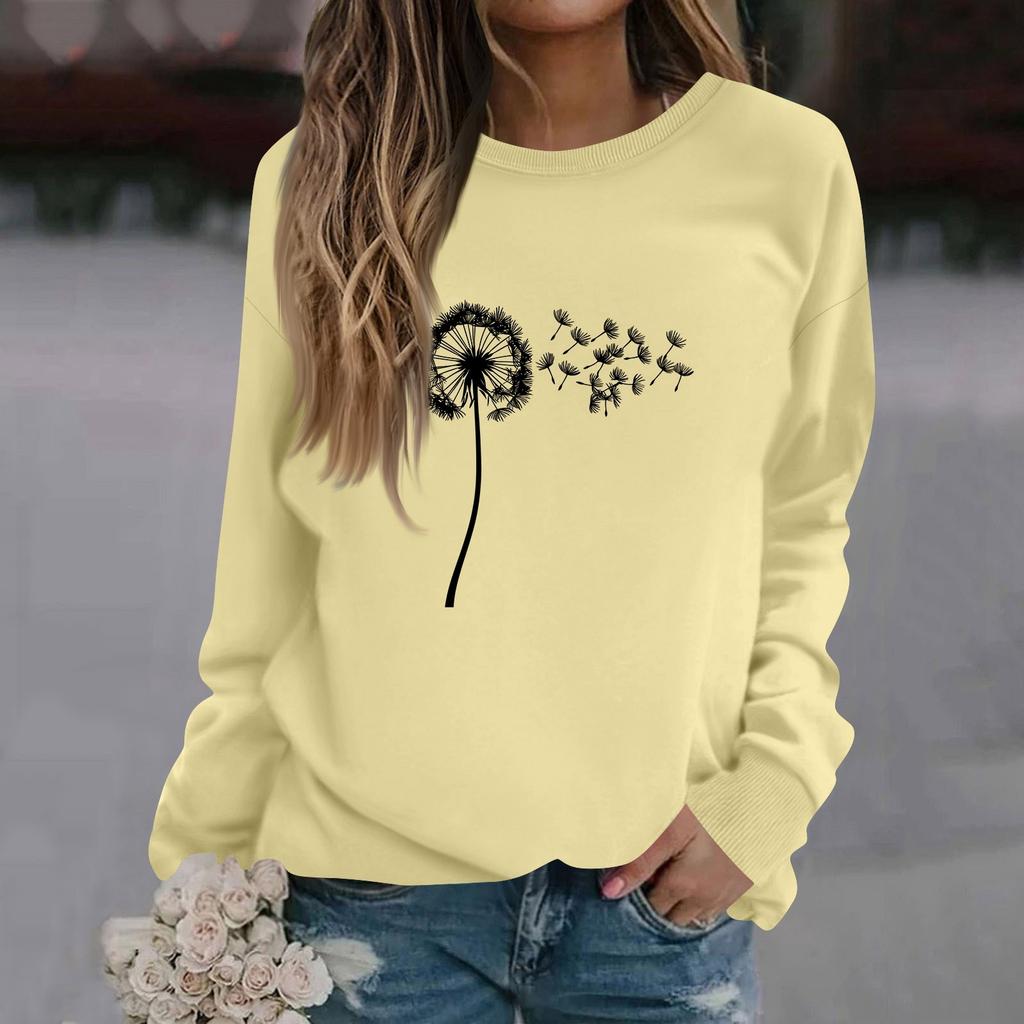 Женская модная повседневная толстовка с длинным рукавом и круглым вырезом с принтом